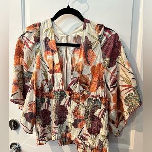 Anthropologie Half Smocked Crop Top